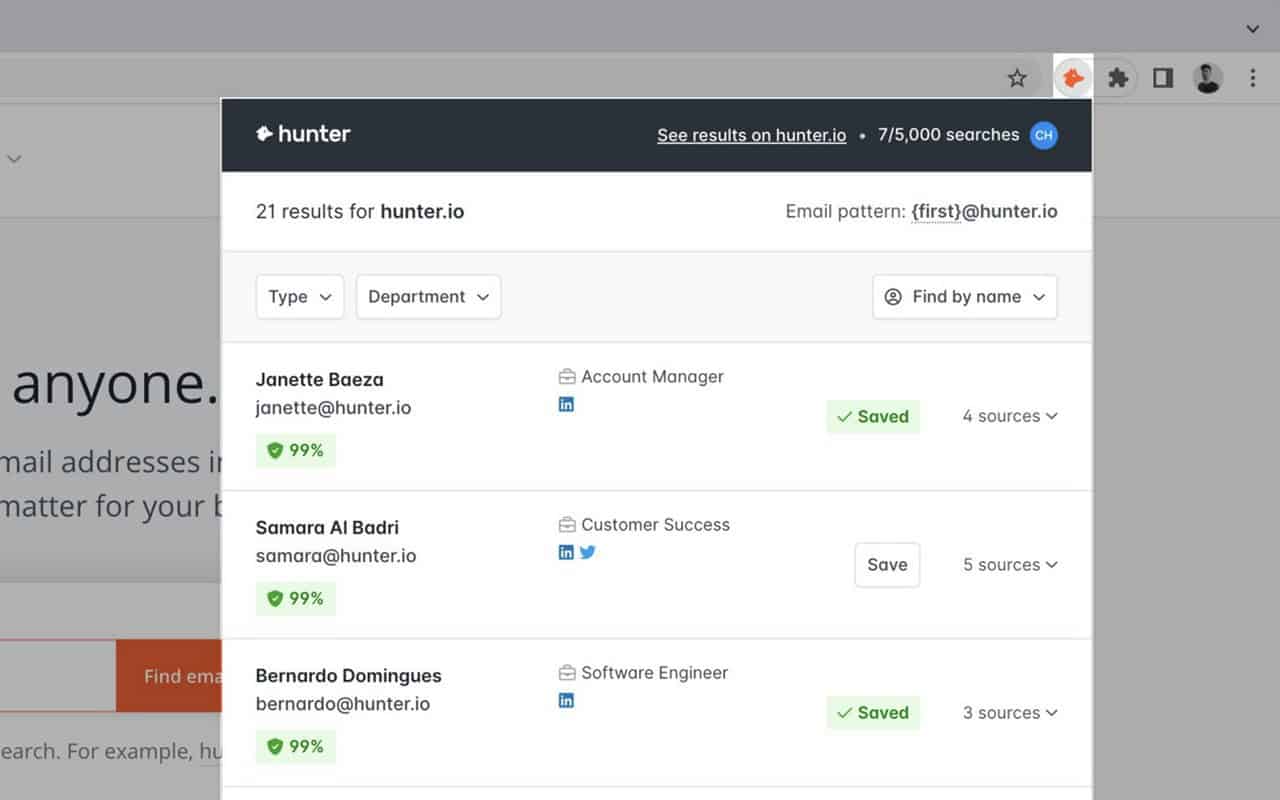 hunter email finder extension